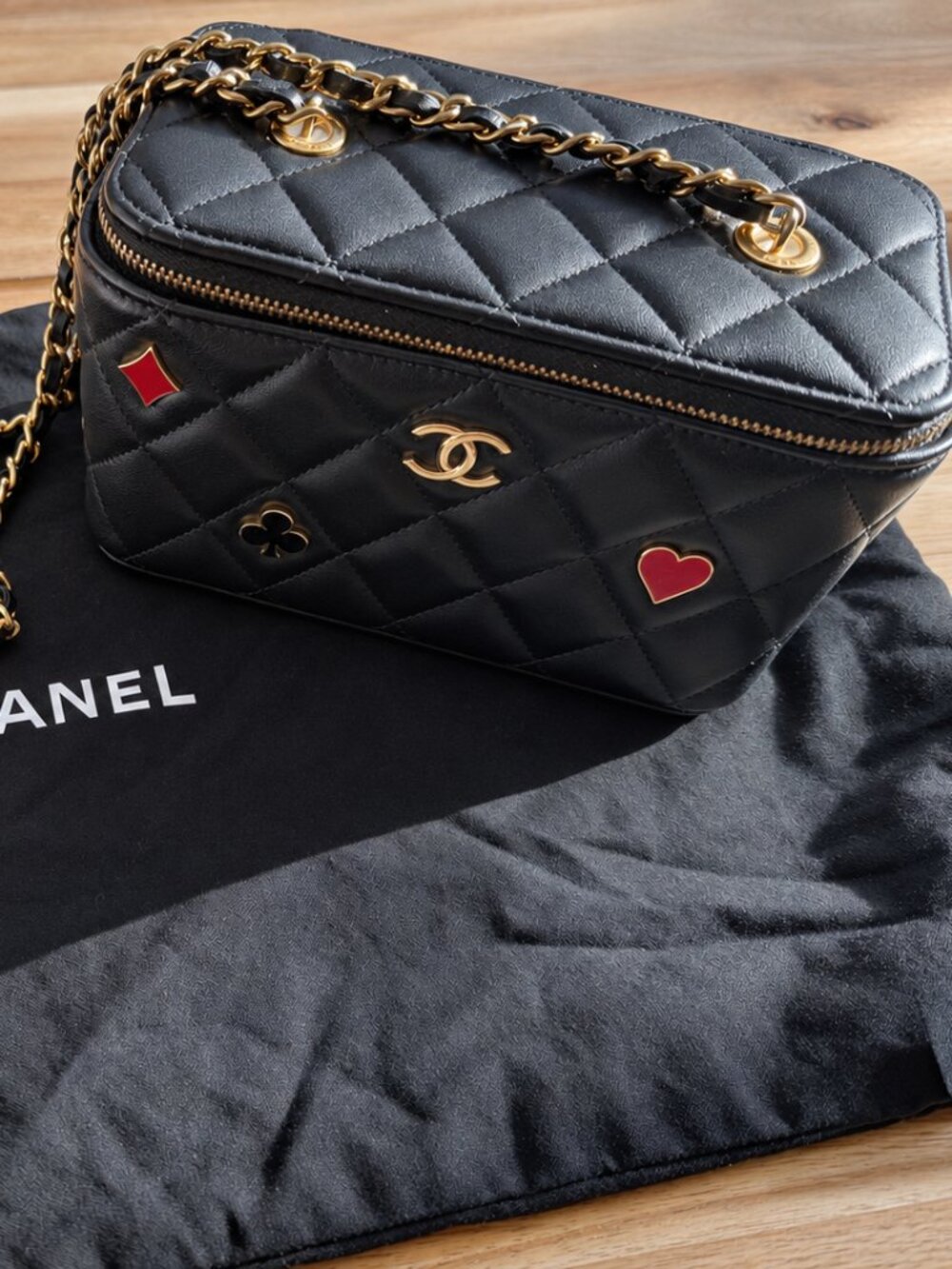 Chanel Black Lambskin Casino Charm Vanity Bag